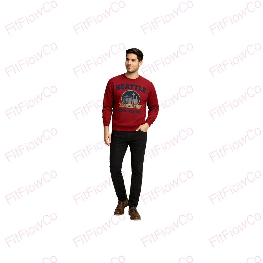 Gildan Heavy Blend Seattle Washington Crewneck Sweatshirt Red Men’s M EUC